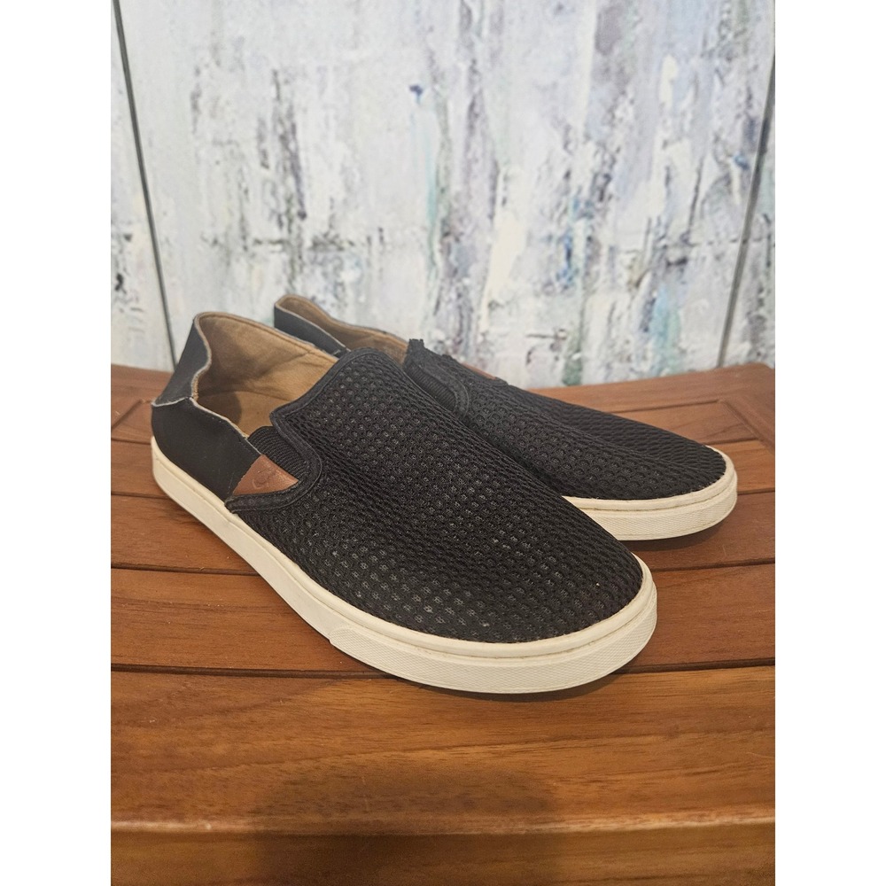 OluKai Pehuea Women Black Mesh Slip On Sneakers Shoes Size 7